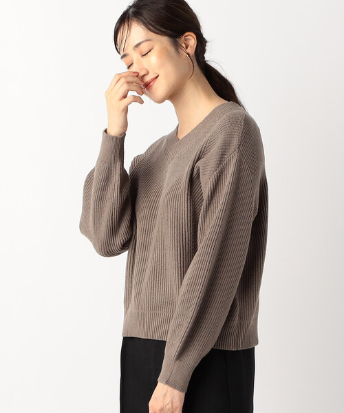 セール】ミドルゲージ 畦Vネックニット（ニット/セーター）｜COMME CA