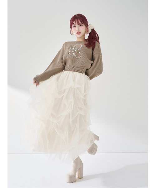 DRビジューボリュームリブニットトップス（ニット/セーター）｜Darich