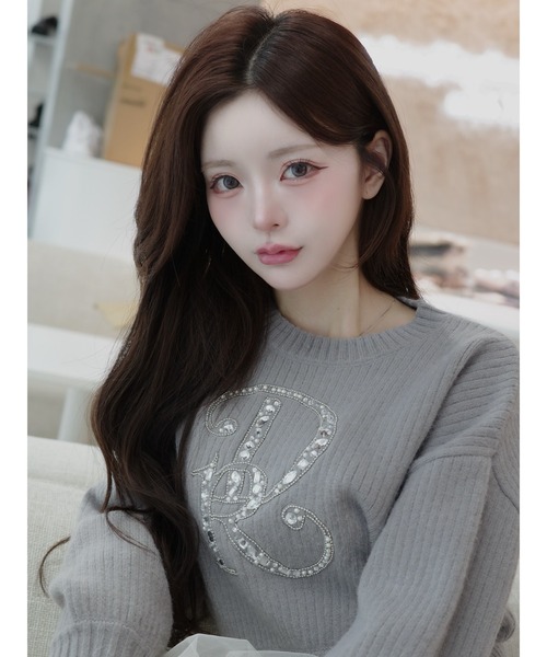 DRビジューボリュームリブニットトップス（ニット/セーター）｜Darich