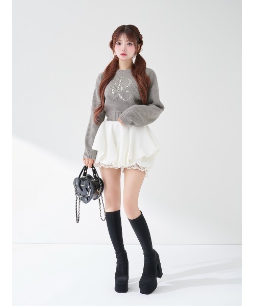 DRビジューボリュームリブニットトップス（ニット/セーター）｜Darich