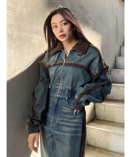 EVRIS（エヴリス）の「デニムボアブルゾン【セットアップ着用可能