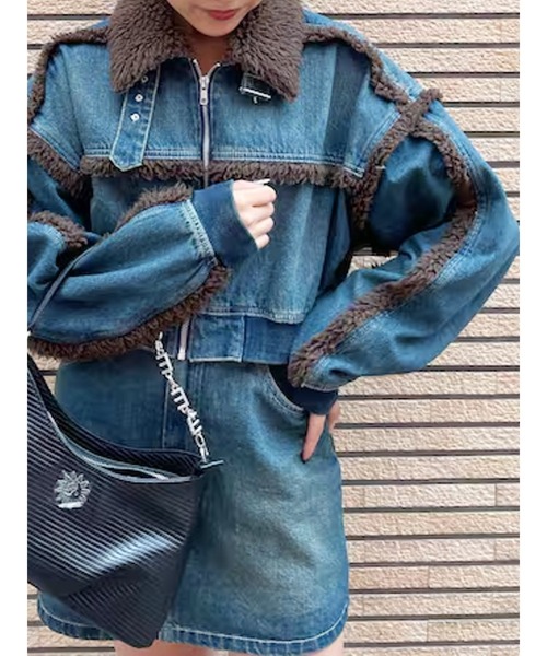 EVRIS（エヴリス）の「デニムボアブルゾン【セットアップ着用可能