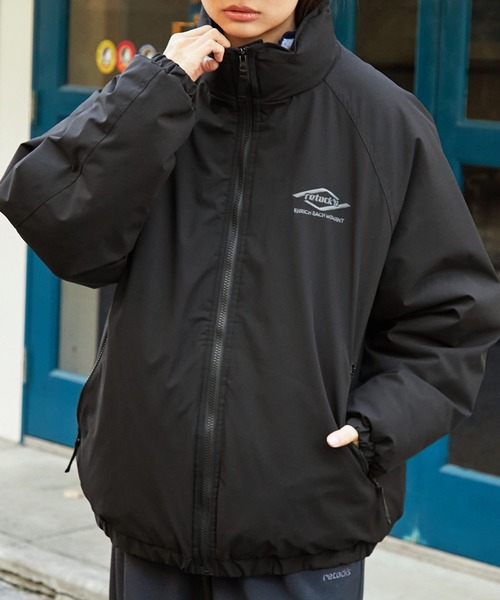 retock's】ロゴ刺繍 ビッグシルエット 撥水スタンドネックラグラン中綿