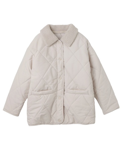 襟ボア2wayダイヤキルティングブルゾン（ブルゾン）｜andme