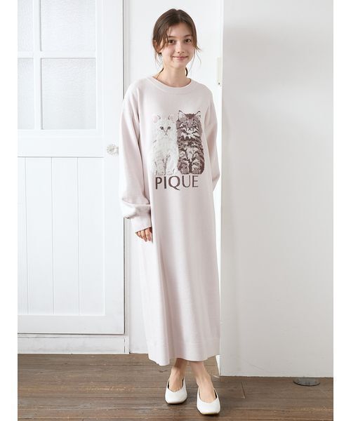セール】ツインキャットジャガードワンピース（ルームウェア/パジャマ