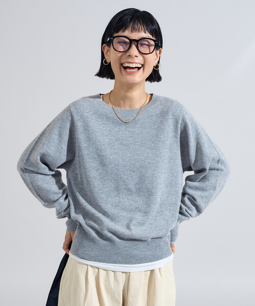 セール】マシーンウォッシャブル ウールブレンド クルーネックニット