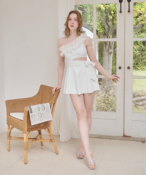 チュールワンショルダー水着（水着）｜mellowneon（メロウネオン）の