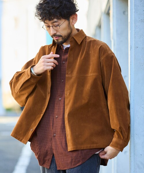 セール】限定展開 ビッグシルエット ベロアレザレット シャツ
