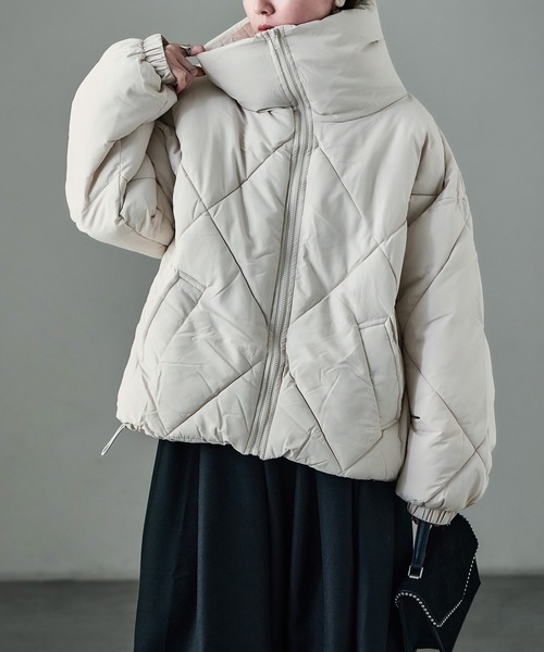 ダイヤキルト ビッグカラー 中綿ブルゾン（ダウンジャケット/コート