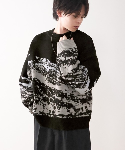 セール】着こなしにアクセント！ ジャガード風景柄ニット（ニット