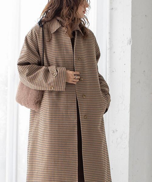 coen（コーエン）の「チェック柄ステンカラーコート#（ステンカラー