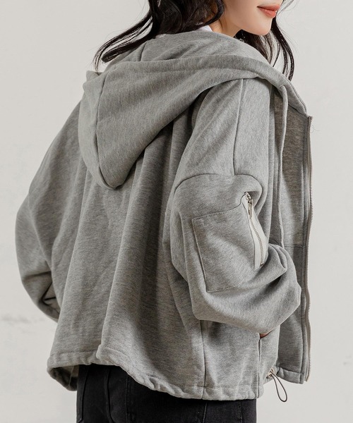 レディース クロップド丈フルオープンジップパーカー（パーカー）｜DAY