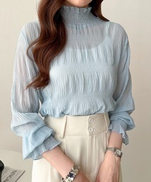 シアー」に該当するトップス（ブルー・ネイビー/青色系・長袖