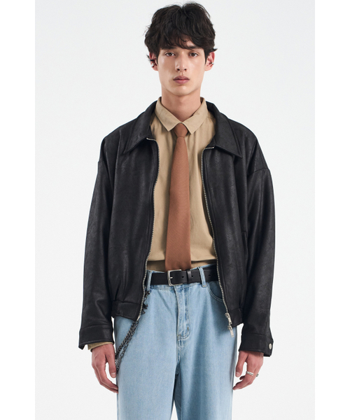 ビ ガンスエードオーバーサイズミニマルインシジョンストレートジップ