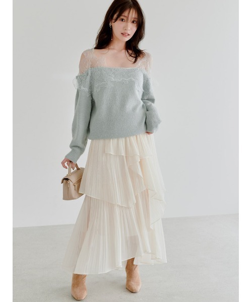 セール】レーストリミングニットプルオーバー（ニット/セーター