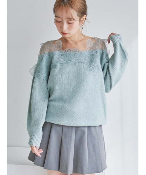 セール】レーストリミングニットプルオーバー（ニット/セーター