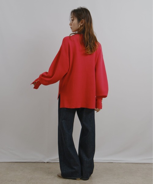 ミラノリブ編みボタン付きニットトップス Palm Riche│Eimee Law