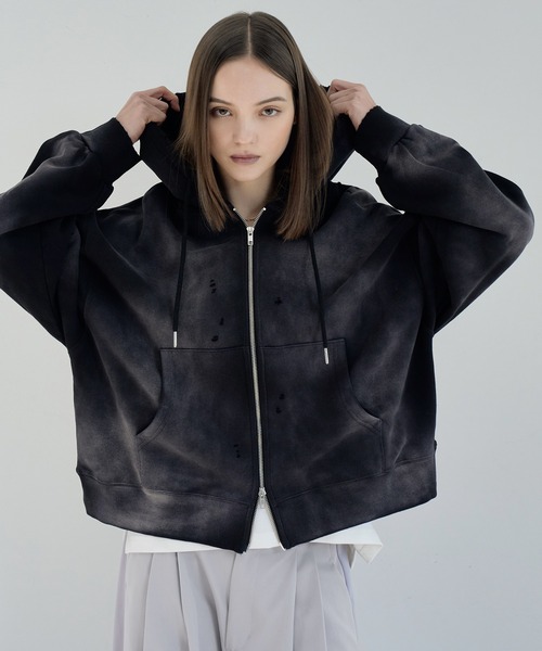 ELLUV/エルヴ】ヴィンテージフェード＆ダメージ加工 ショートジップ