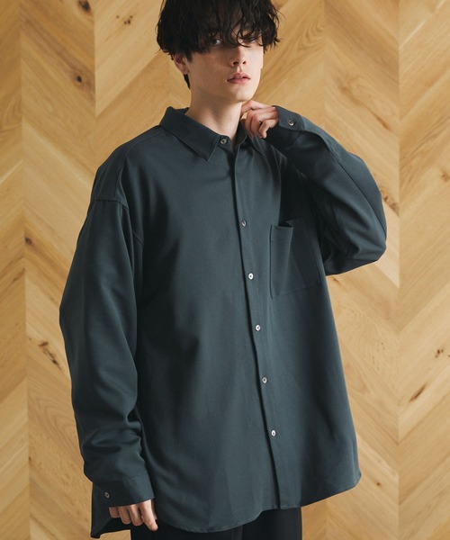 TRストレッチ ルーズドレープレギュラーカラーL/Sシャツ MONO-MART