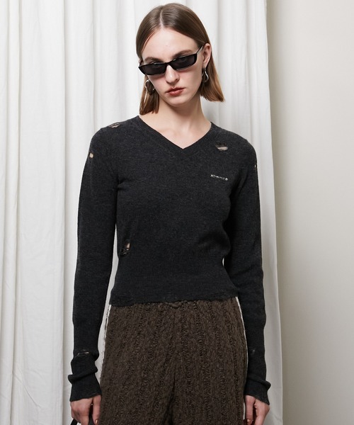 セール】カシミアブレンドダメージニット / Cashmere Blend Damaged