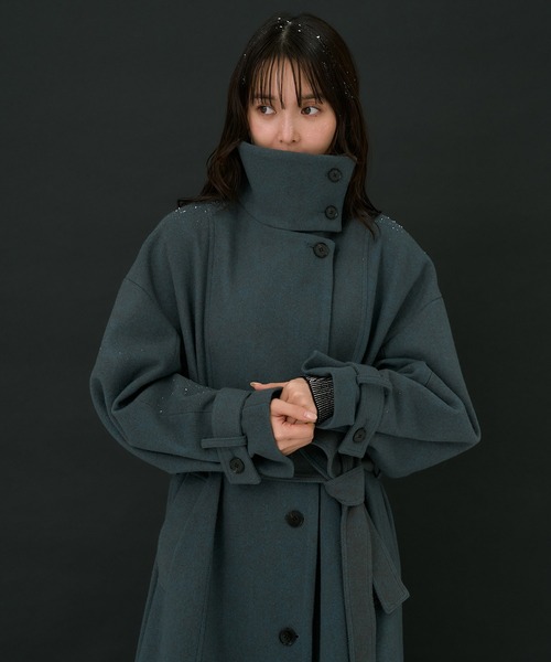 残りわずか！】スタンドカラーロングコート｜オフィスカジュアル