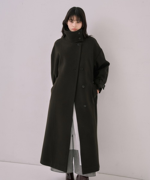 残りわずか！】スタンドカラーロングコート｜オフィスカジュアル