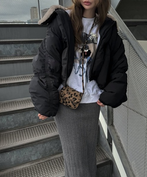 WILLFULLY（ウィルフリー）の「down stitch check fur collar short JK