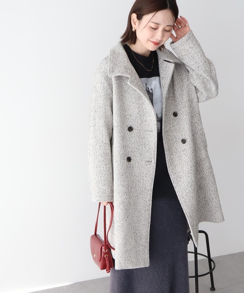 セール】ヘリンボーンスタンドカラーコート（その他アウター