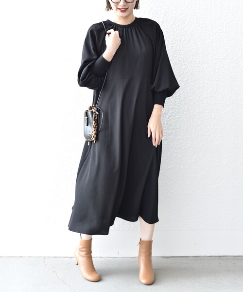 セール】*〈洗濯機可能〉ジョーゼットリブ切替ロングスリーブ