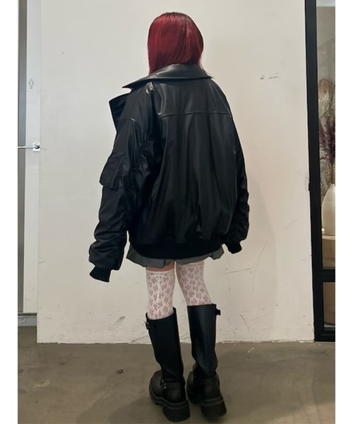 jouetie（ジュエティ）の「フェイクレザーライダースMA-1ジャケット