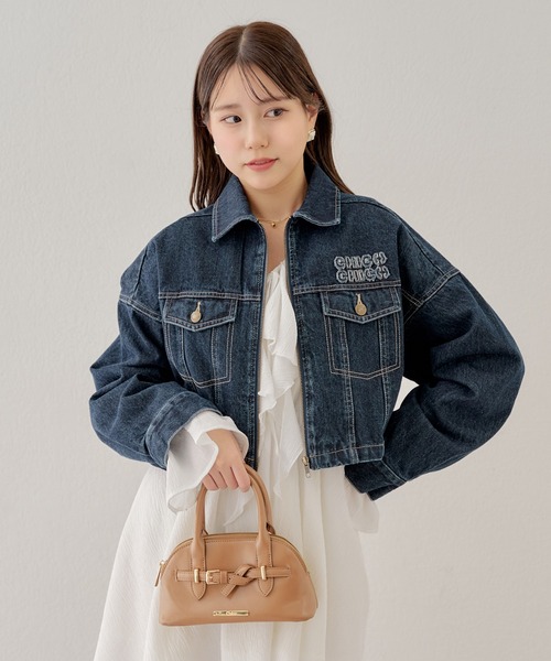 Chico（チコ）の「【WEB限定/REVIVAL】胸ロゴショート丈スエードジップ