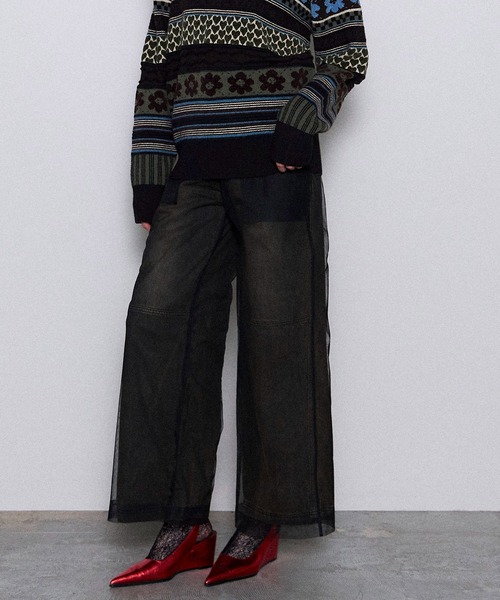 Tulle Layer Denim Pants/チュールレイヤーデニム【MAISON SPECIAL