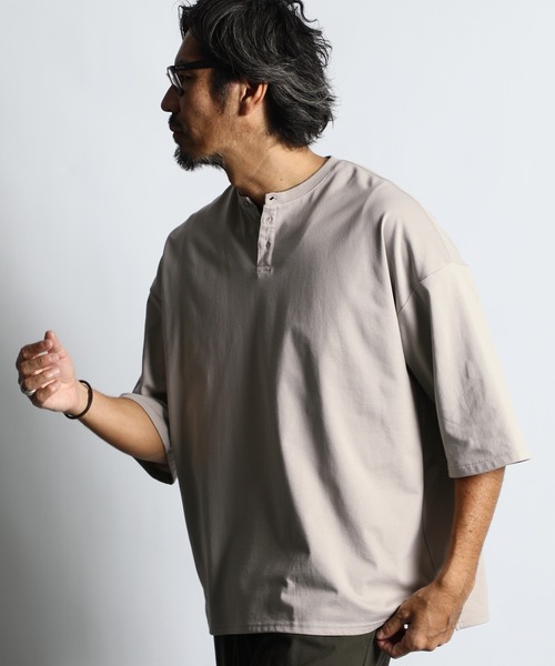 COOLMAX 2LAYERS OVER SIZE HENLEY TEE：2層構造 吸水速乾クール