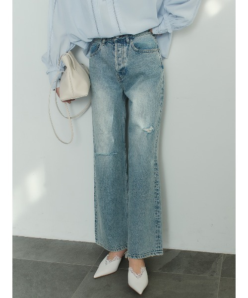 ダメージワイドデニム（デニムパンツ）｜anuans（アニュアンス）の