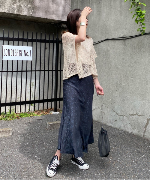 Ameri（アメリ）の「SATIN JACQUARD FLARE SKIRT（スカート）」 - WEAR