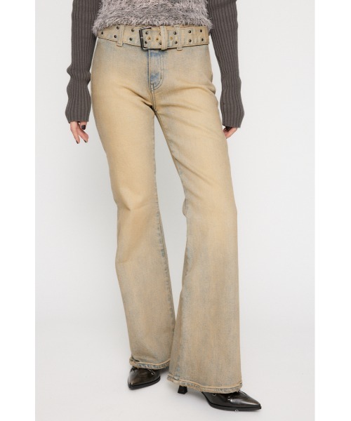 セール】STUDS BELT FLARE デニム（デニムパンツ）｜LAGUA GEM