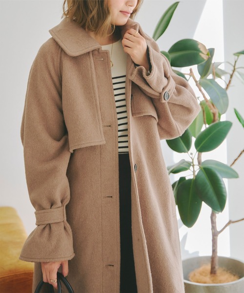 セール】ウールブレンドステンカラーコート（ステンカラーコート