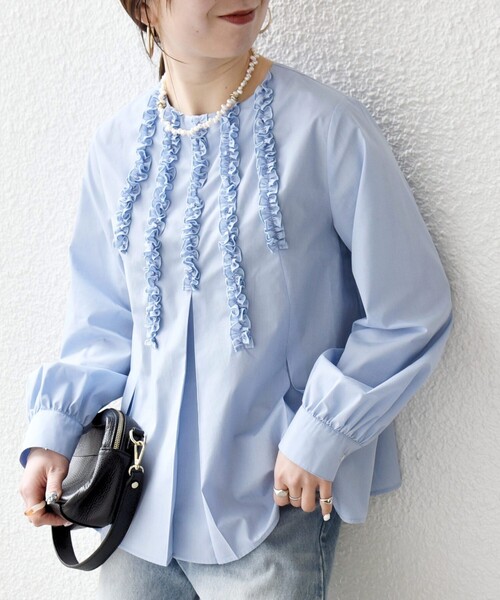 SHIPS any:〈洗濯機可能〉REPREVE フリル クルーネック Aライン