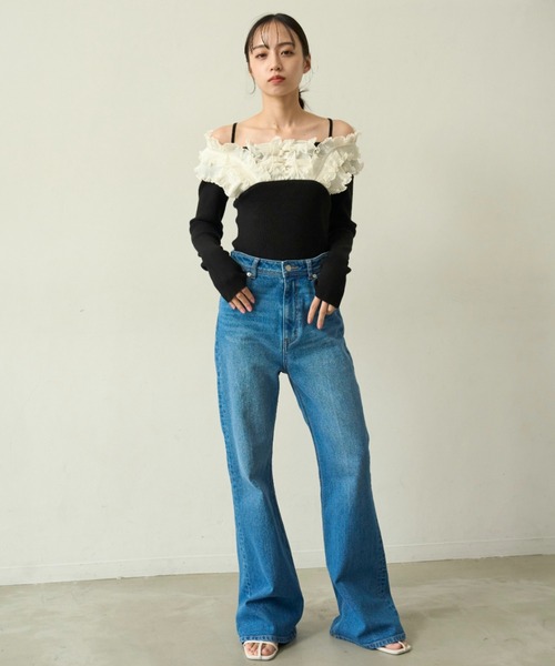 SNIDEL（スナイデル）の「プリーツドッキングプルオーバー（ニット