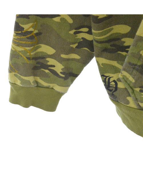 ブランド古着】裏地サーマル ホースシュープリント迷彩総柄ジップ