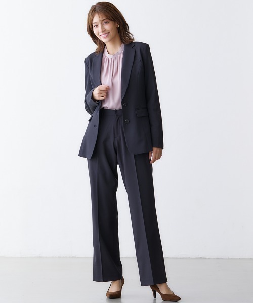高身長 【レディーススーツ】 洗えるワイドパンツスーツ(ジャケット+