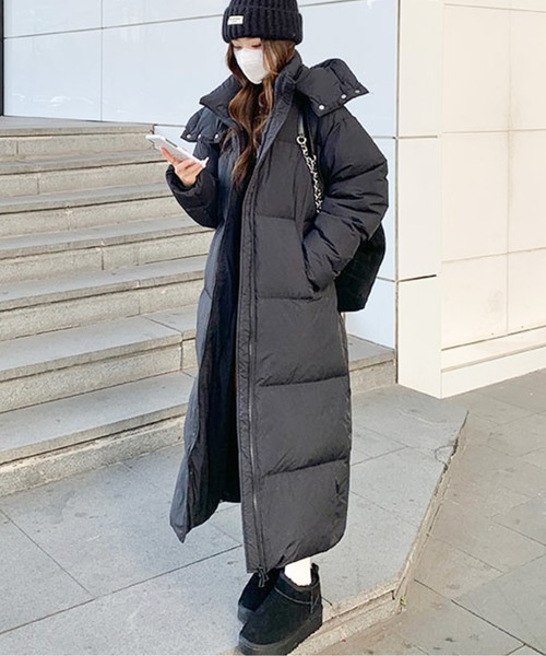 AMAJI（アマジ）の「フード付き中綿マキシロングダウンコート（ダウン