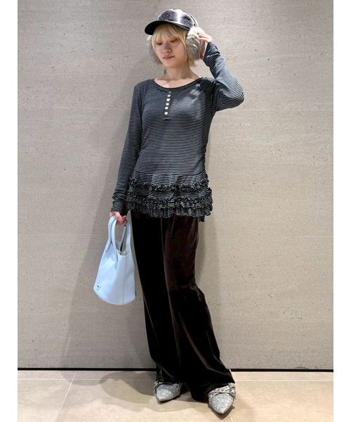 裾フリルジャージートップス（Tシャツ/カットソー）｜FURFUR（ファー