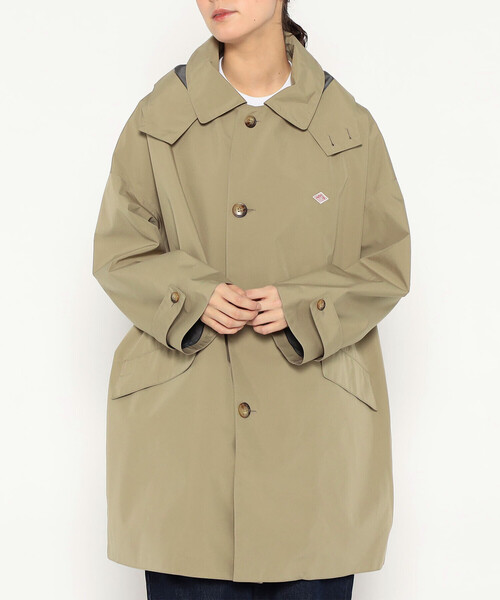 Women's 3-Layer Cloth Hooded Balmacaan Coat（ステンカラーコート