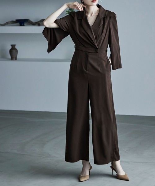 スリットスリーブオールインワンパンツドレス（パンツドレス）｜etoll