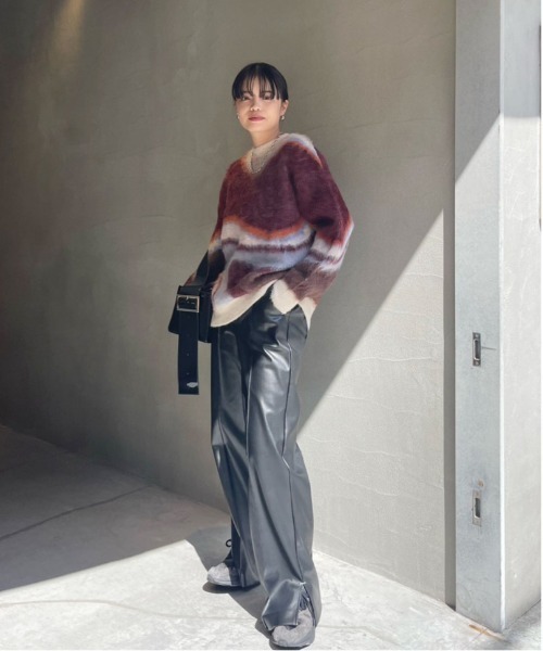 Ameri（アメリ）の「BODY LINE ABORIGINE ART KNIT TOP（ニット