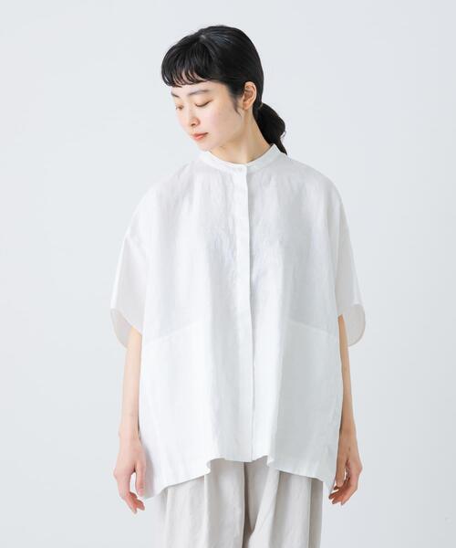 かぐれ（カグレ）の「リネンスクエアケープシャツ（シャツ/ブラウス