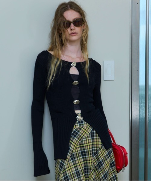 Button Slit 2way Knit Tops/ボタンスリット2WAYニット（ニット