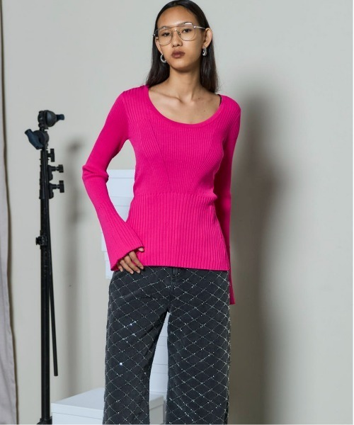 Button Slit 2way Knit Tops/ボタンスリット2WAYニット（ニット