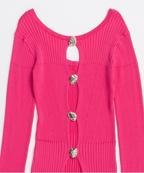 Button Slit 2way Knit Tops/ボタンスリット2WAYニット（ニット